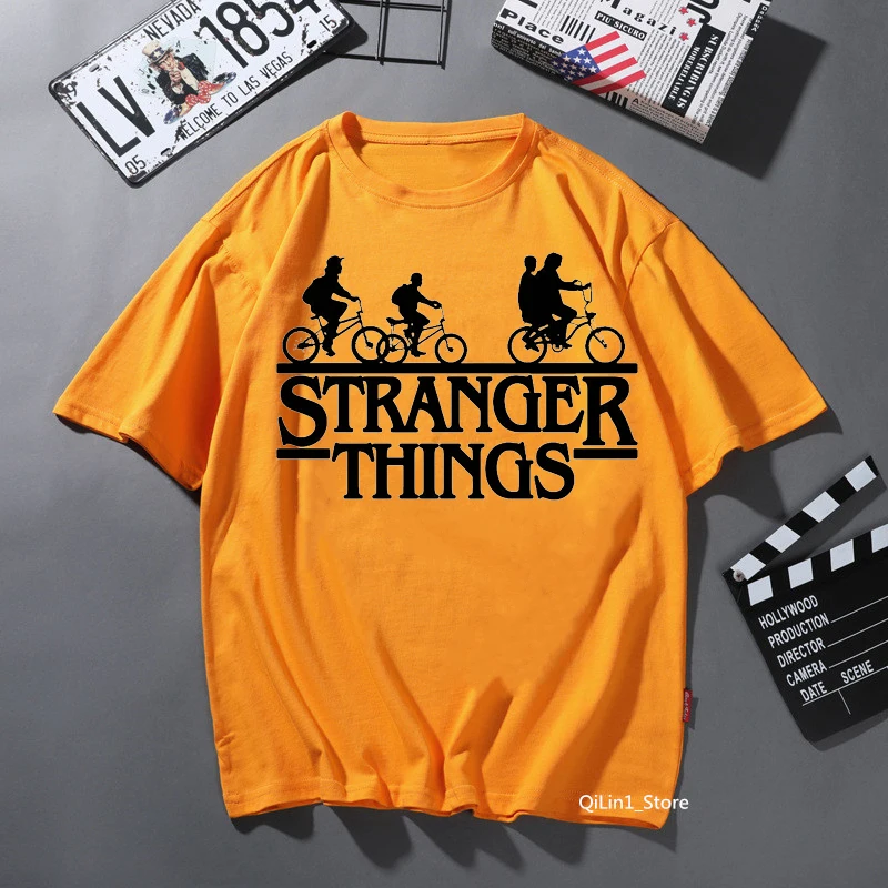 

Футболка женская с рисунком из сериала «очень странные дела», оранжевая, однотонная, в Корейском стиле, на лето, 2020