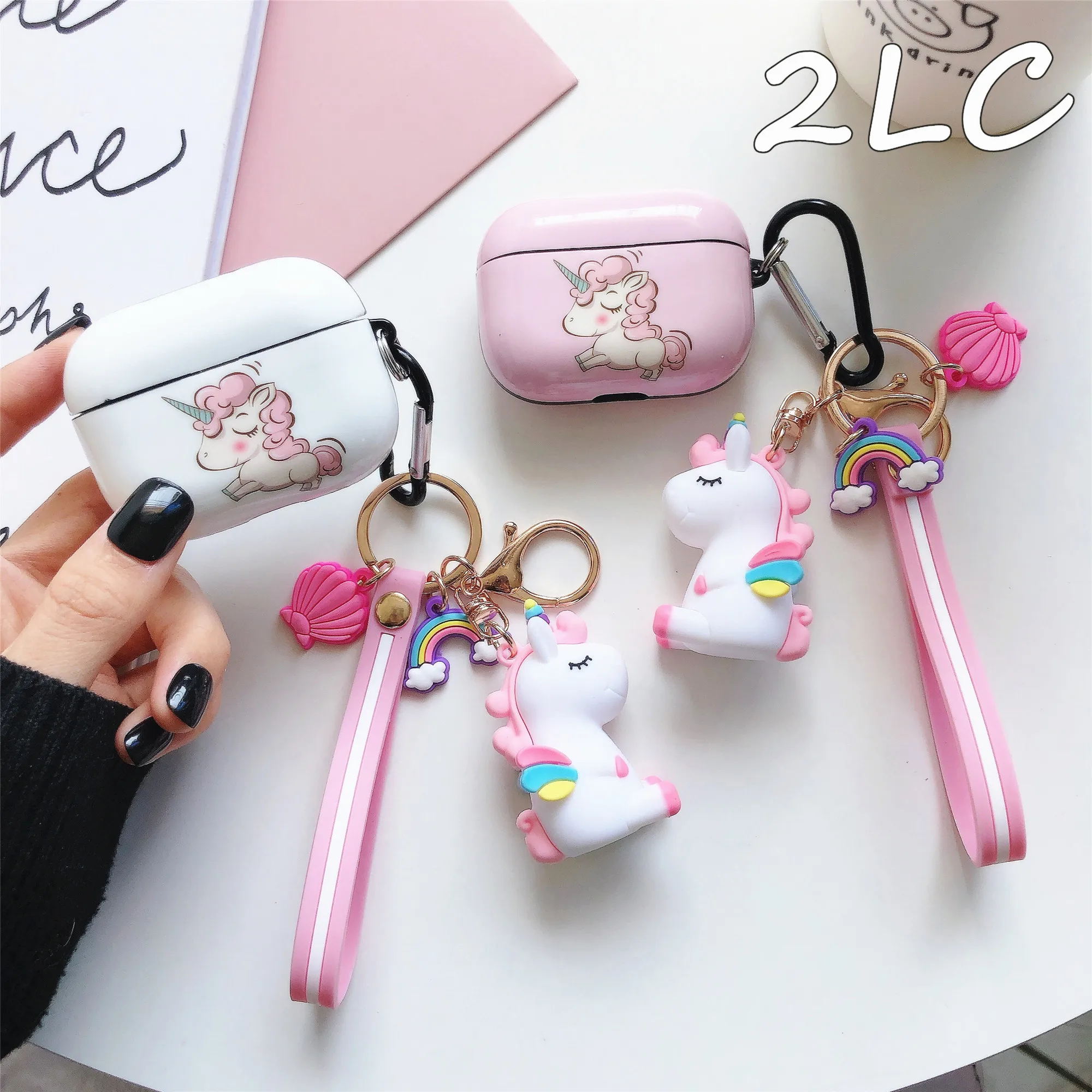 Чехол для наушников 2lc с рисунком единорога AirPods Pro жесткий чехол из поликарбоната