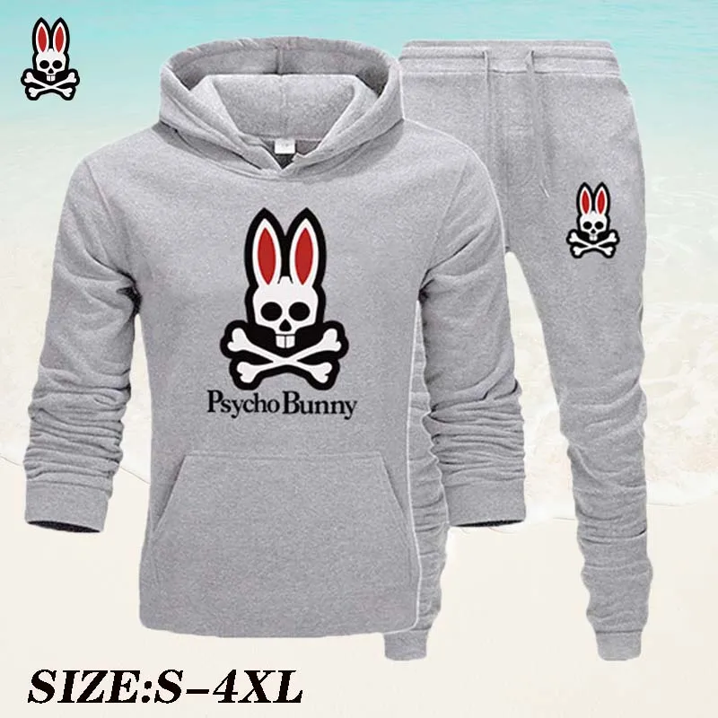 

Новинка Осень-зима 2022, лидер продаж, мужской спортивный костюм с принтом кролика, модные худи и брюки из двух предметов, повседневная мужска...