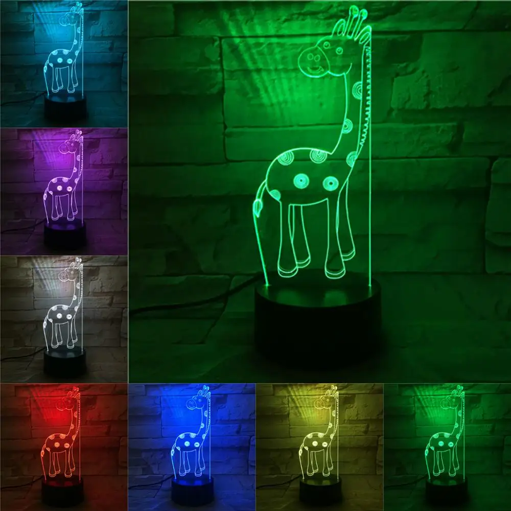 

Прозрачный Акриловый светодиодный ночник, 3d-лампа с сенсорным USB-датчиком, милая мультяшная игрушка в виде животного, разноцветная настольн...