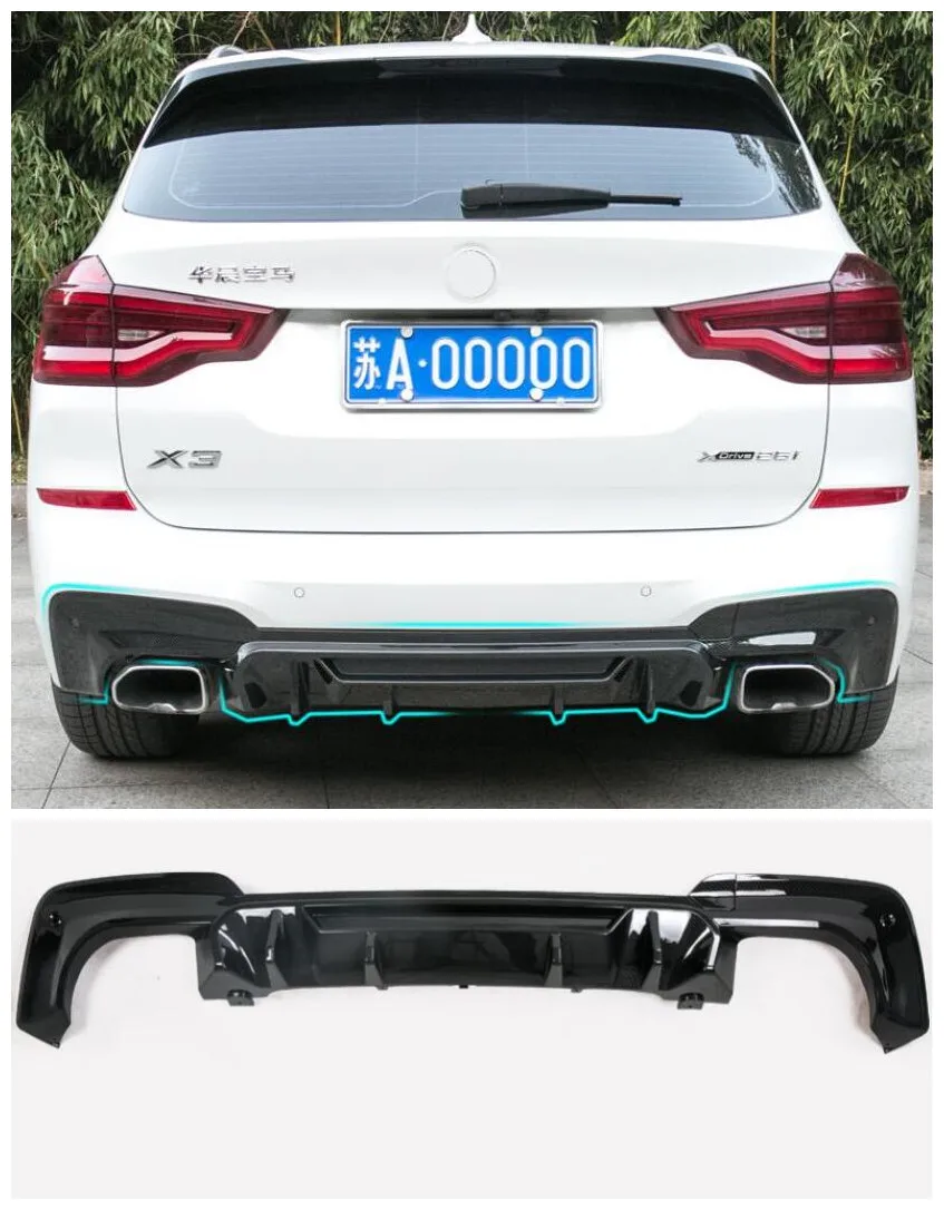 

ABS/Carbon Fiber Car Rear Trunk Lip Bumper Diffuser Protector Cover Fits For BMW X3 X-Drive 25iM 28iM 30iM 2018 2019