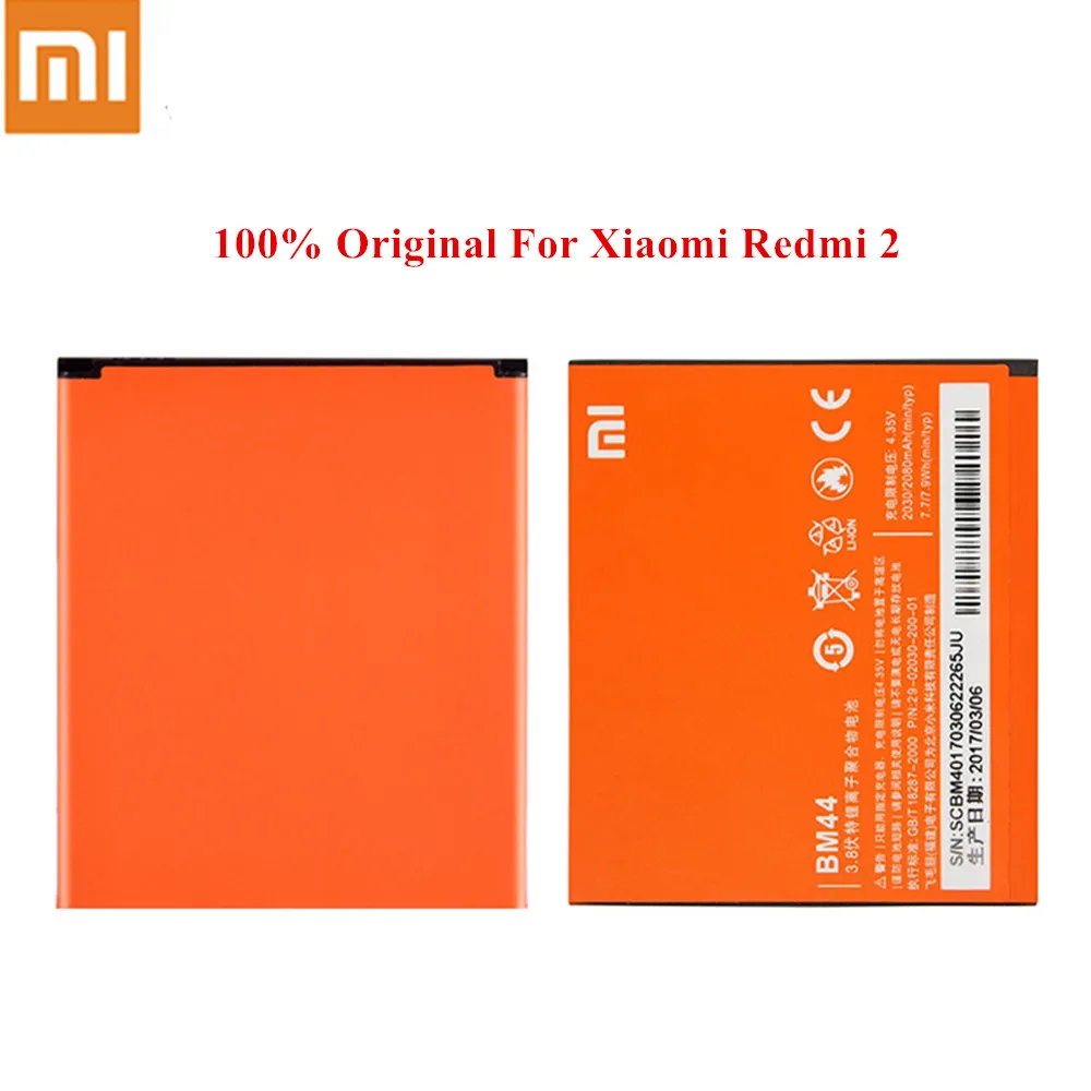 100% Оригинальный аккумулятор BM44 для Xiaomi Redmi 2 Hongmi Redrice 2030/2080 мАч литий полимерный