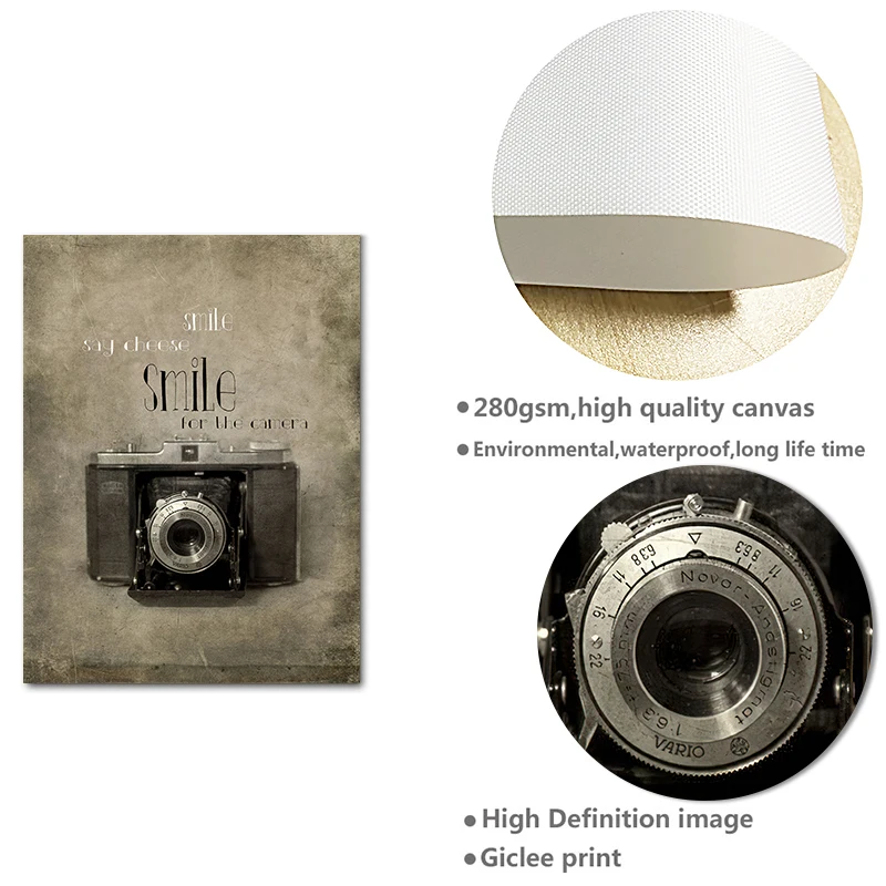 Винтажная фотокамера Холст Картина плакаты старая машина настенный