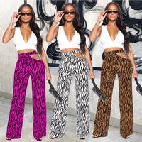 2022 new hot selling womens wide leg pants straight tube pants personality temperament casual iron chain striped pants