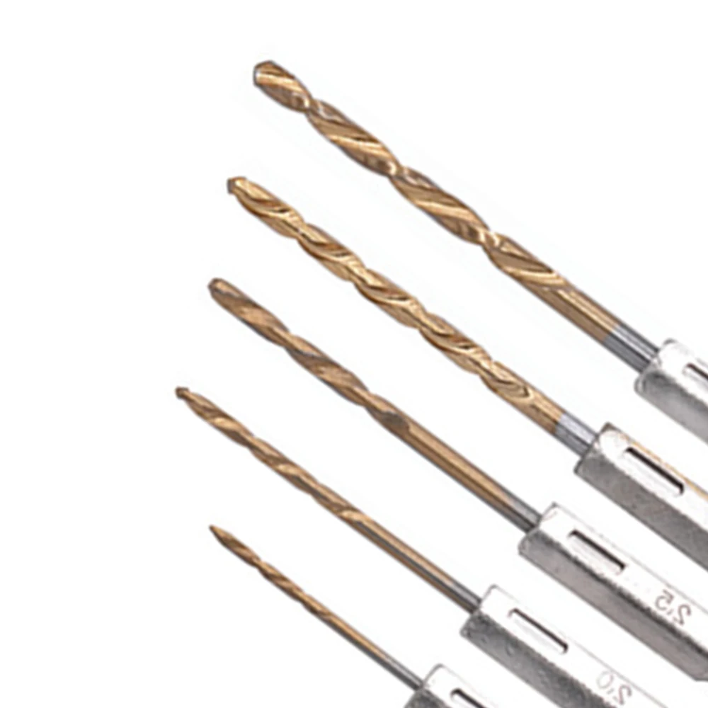 

HSS Drill Bits 1.5-4.8mm 1/4\" hex shank 5pcs Metal Hole Wood & plastic
