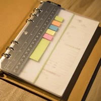 1pcs loose leaf spiral notebook organizer bookmark ruler storage card bag ruler a5a6a7 pvc frosted planner agenda for 6 holes