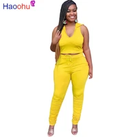 haoohu sexy two piece sets women autumn tracksuit crop top stacked leggings sweat pants suits lounge wear outfits urban commute