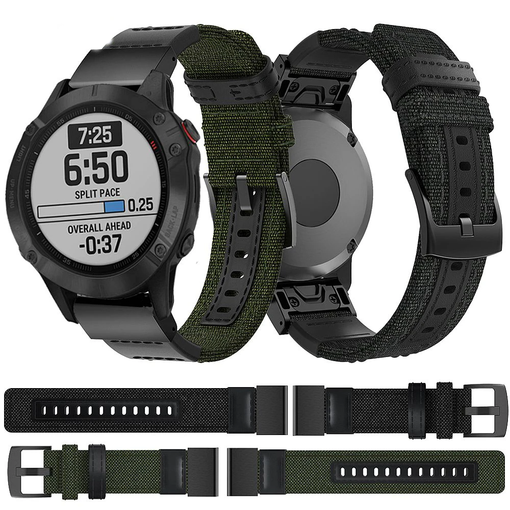 

22MM Metal Easy Fit Straps For Garmin Fenix 6/6Pro/5 Plus/Approach S60/Quatix 5 Smart Watch Band Nylon+Leather Wristbands Correa