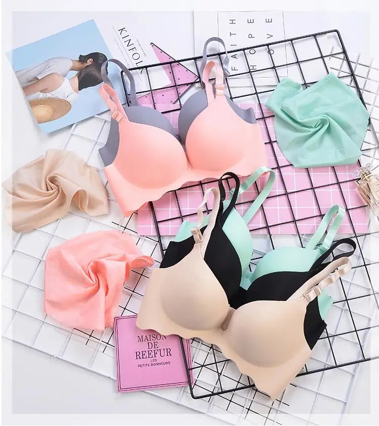 Fashion Sexy thin Cup Bras For Women Push Up Lingerie one piece Bra Wireless Bralette Intimates female Underwear A B C