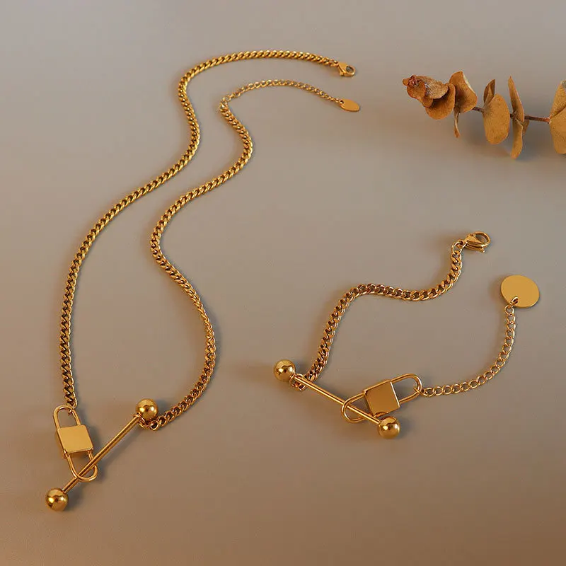 Stainless Steel Geometric Choker Bracelet Set Necklace Lock Round Gold For Women's 2021 Trends Bohemian Accessories Jewellery
Stainless Steel Geometric Choker Bracelet Set Necklace Lock Round Gold For Women's 2021 Trends Bohemian Accessories Jewellery