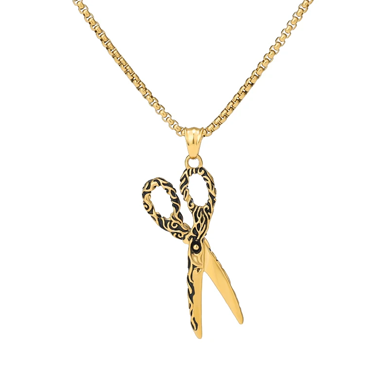 Scissor Neckalce для мужчин золотая цепочка-чокер BFF панк подарок косметолога Готический парикмахер ювелирные изделия Парикмахерская подвеска ожерелья - Окраска металла: Gold Necklace
