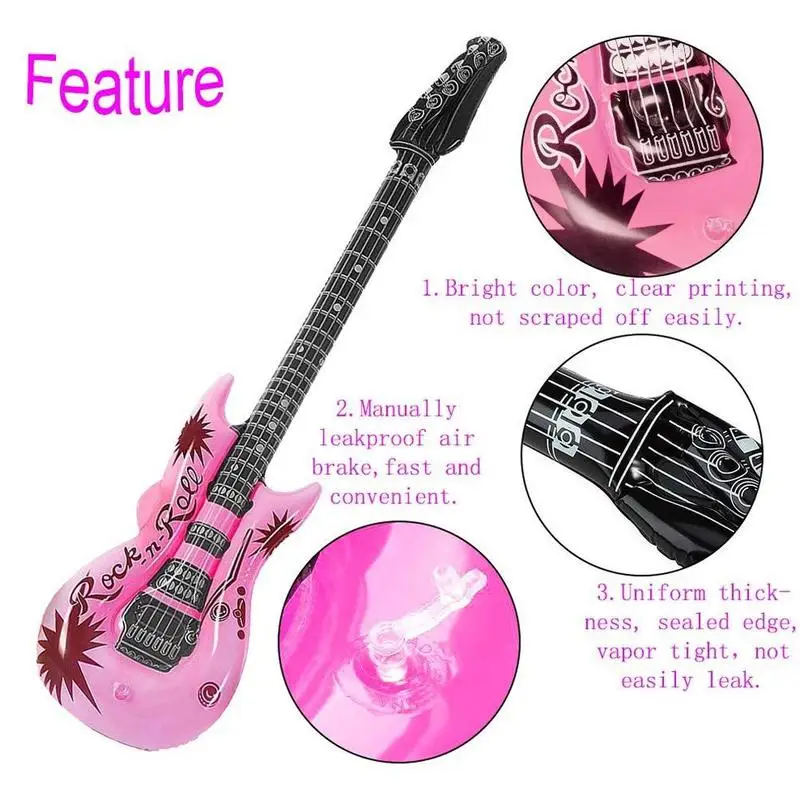 

95cm Inflatable Guitar Toy Pvc Stage Props Children's Simulation Inflatable Instruments Multi-color Party Large Show Accessories