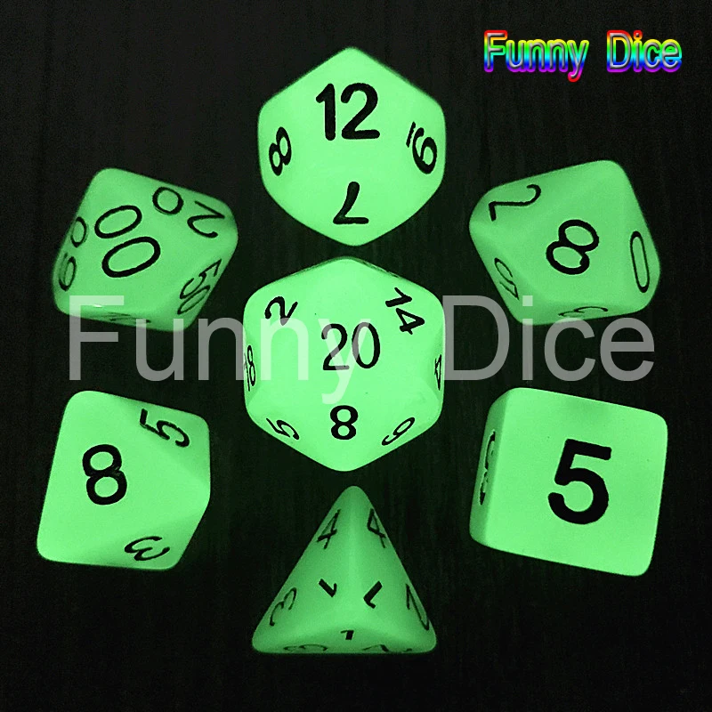 7 шт./лот высокое качество светится в темноте RPG набор цифровых игральных костей D4