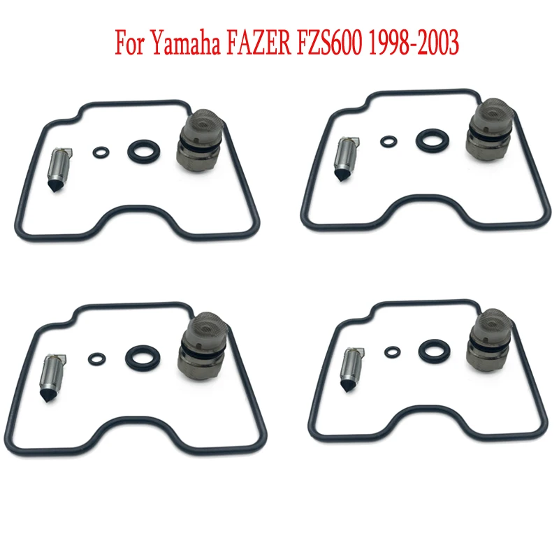 

4PCS For Yamaha FZS600 FAZER 1998 1999 2000 2001 2002 2003 Carburetor Repair Kit Float Needle Valve Gasket O-rings Parts Set