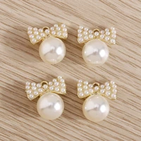 5pcs 1213mm cute small imitation pearls bowknot charms connector pendants for making necklace earrings handmade jewelry crafts