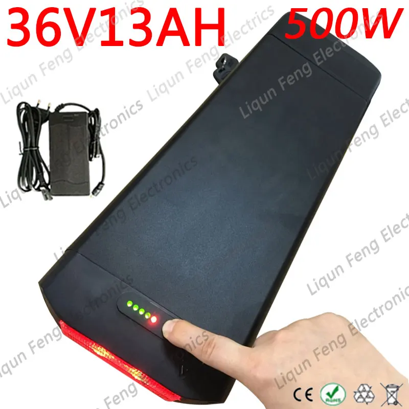 Литиевая батарея 36 в 13 Ач для электровелосипеда задняя стойка Тип 18650 аккумулятор