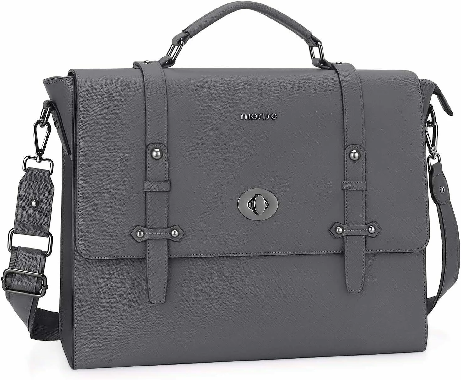 

15.6 inch Laptop PU Leather Shoulder Bag Business Office Bag for Men Women