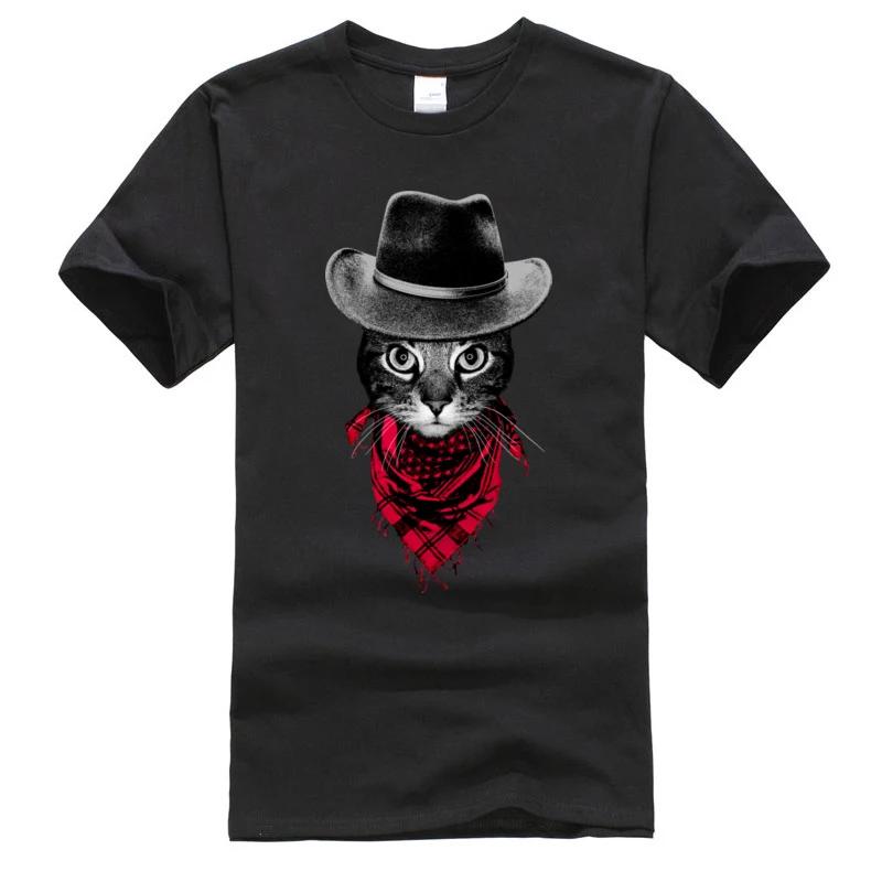 Мужская футболка с принтом в стиле ретро ковбойский Кот 100% хлопок Топы И Футболки