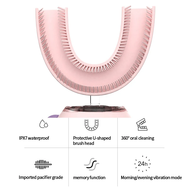 Cepillo de dientes autom&aacute;tico para beb&eacute;, de silicona suave, art&iacute;culos para el cuidado bucal, 2-12 a&ntilde;os-4