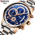 Часы наручные NIBOSI Мужские кварцевые, брендовые Роскошные водонепроницаемые спортивные светящиеся с автоматической датой