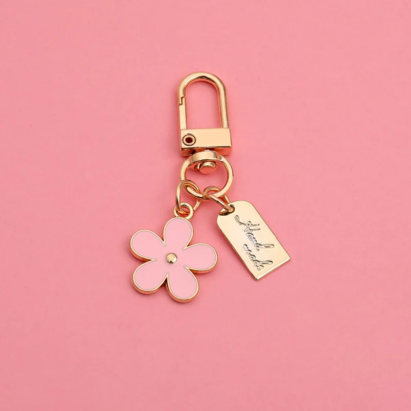 Металлический брелок для ключей с мультяшным цветочным рисунком автомобиля