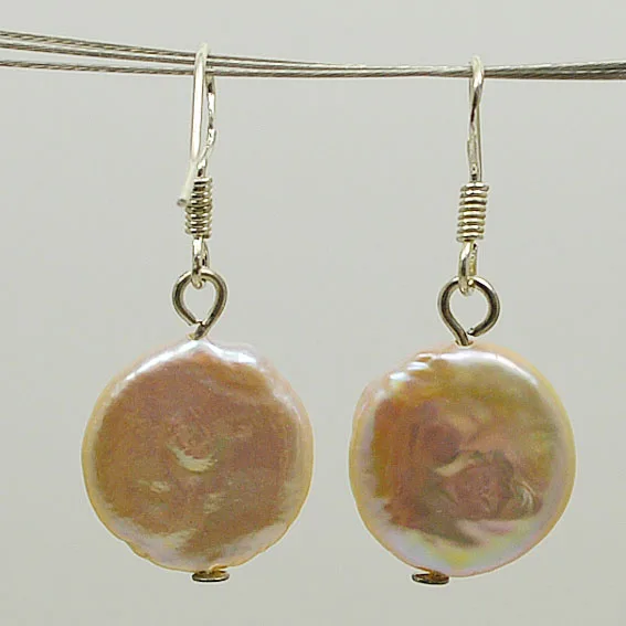 Серьги из натурального жемчуга с монетами розовые огромные серьги пресноводного