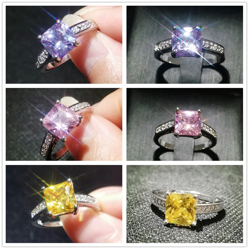 Женское кольцо серебряного цвета с цирконом Размеры 7 8 9 10|ring size|womens rings size 7women |