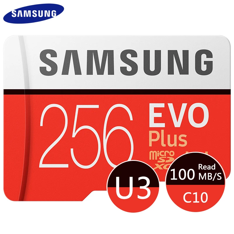 Карта памяти SAMSUNG Micro SD для смартфона 32 ГБ 64 128 256 512 карта EVO Plus 100 МБ/с./с C10 TF