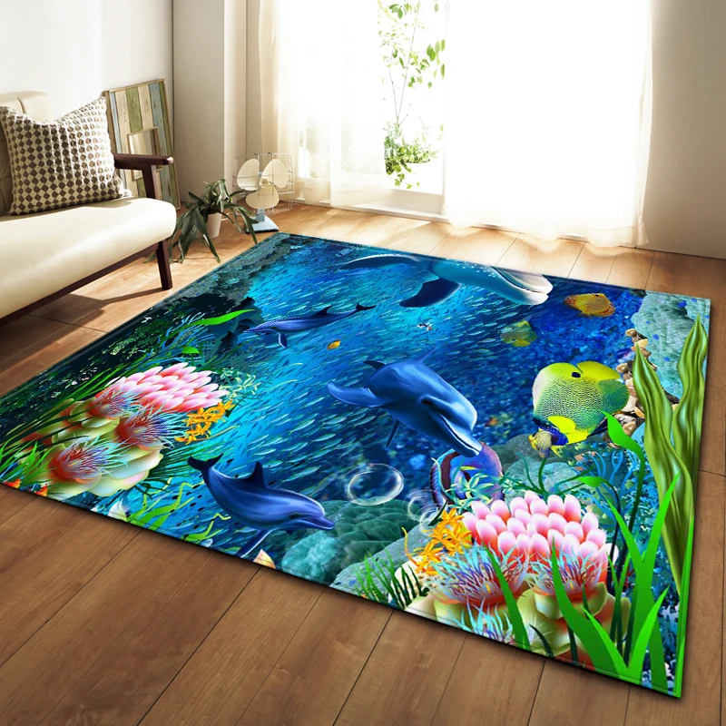 3D Океанский мир коврик Мягкий Нескользящий диван для гостиной ковер детской