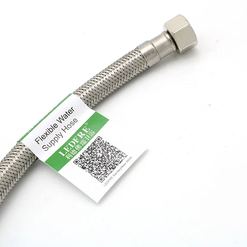 

LEDFRE 304 Stainless Steel Braided Hose Faucet Supply Line Connects Connector with M1/2*F3/8 Brass Nut LF15319