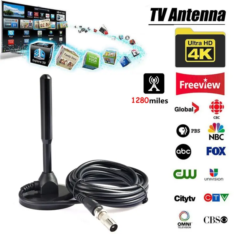 1280 миля ТВ антенна HD цифровой аналоговый усилитель сигнала для DVB-T приемника ПК