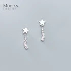 MODIAN Сияющий Циркон неправильные геометрические свисающие серьги для Для женщин 925 пробы серебро простые серьги с подвесками в виде серьги ювелирные украшения