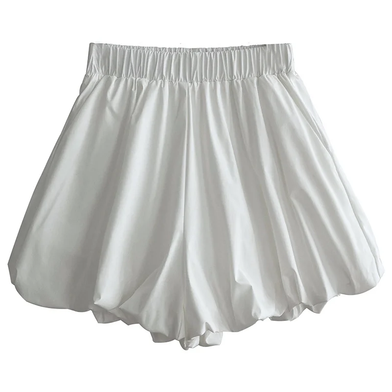 

Yeeloca Leisure Lantern Shorts 2021 Summer New Loose A-line Women's White Black Elastic High Waist Trousers Pumpkin Pants