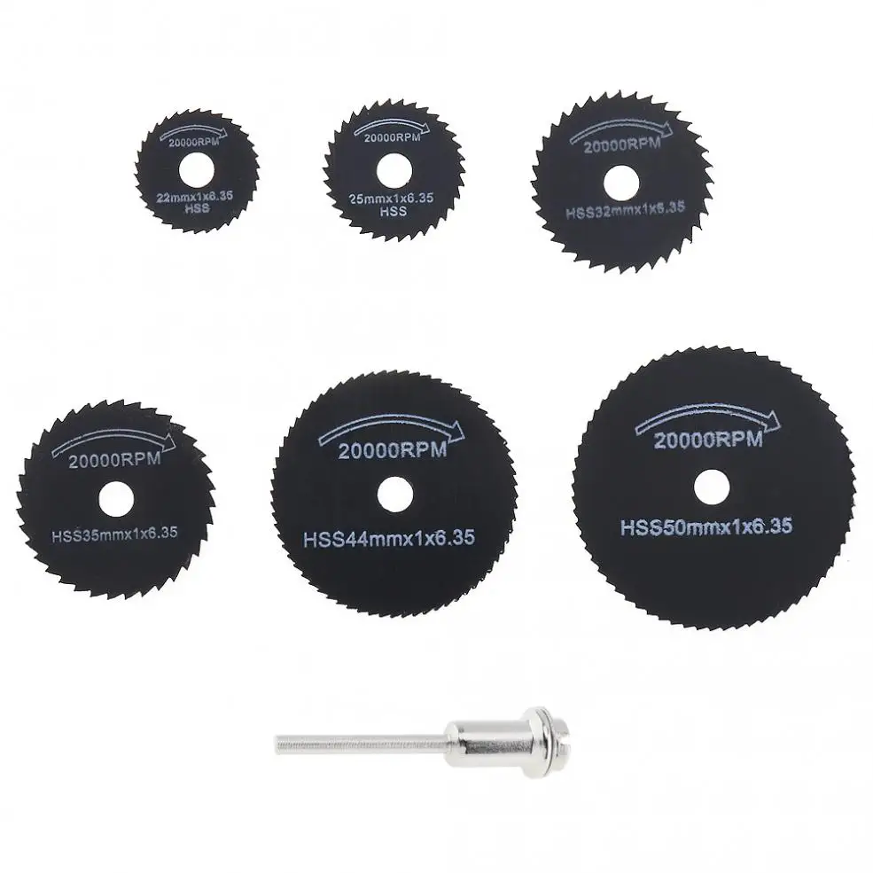 

7pcs/set Circular Saw Blade Cutting Discs Rotary Metal Cutter Power Tool Kit with Connecting Shank Drill Mandrel
