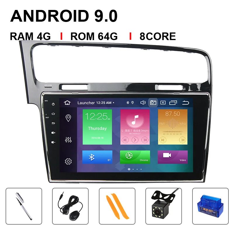 8 Core 64ROM OBD Cam Автомагнитола Xonrich ips 1Din Android 9 автомобильный мультимедийный плеер для Volkswagen VW Golf 7 Стерео gps навигационный головное устройство DSP 4G ram - Цвет: 8 Core 64ROM OBD Cam
