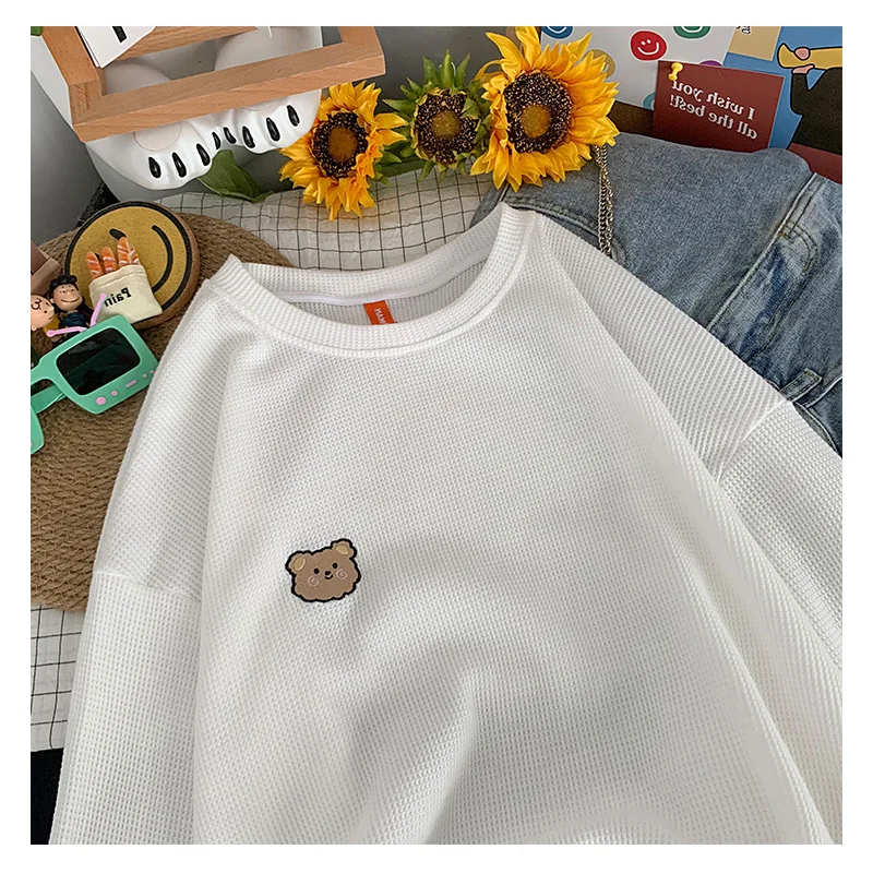 Толстовка Женская свободная футболка с рукавами Топ студенческое пальто 2-88081 |