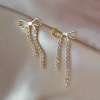 new simple bowknot long tassel earrings high end retro temperament earrings party womens fashion jewelry