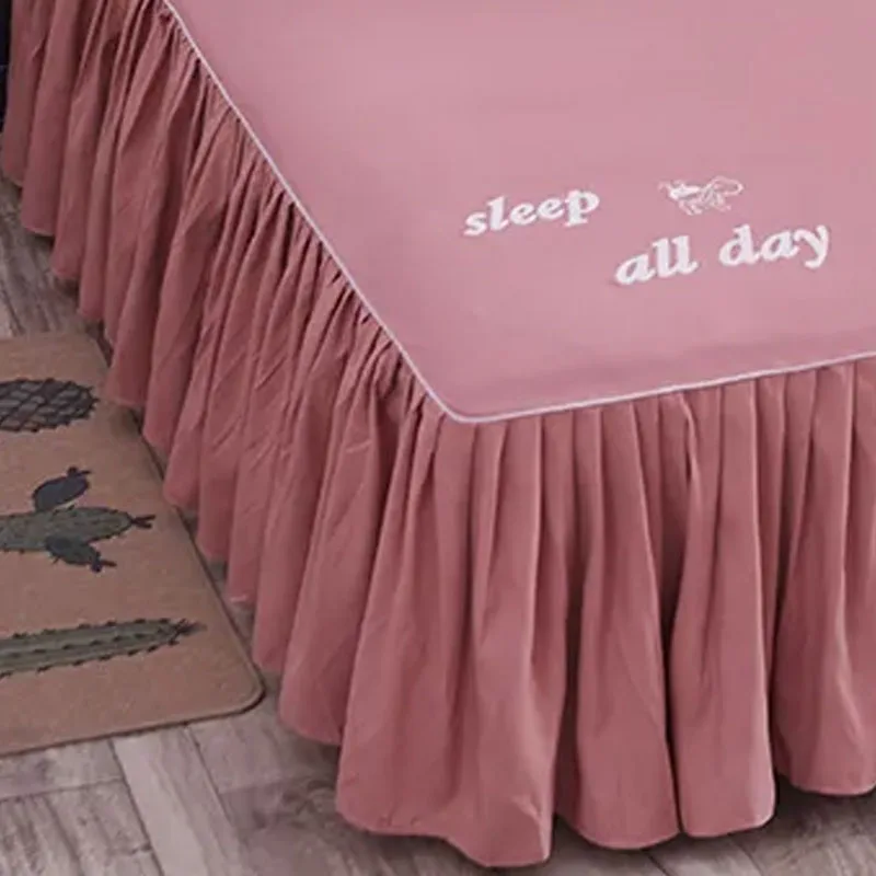 Постельное белье принцессы с оборками однотонная наволочка для кровати юбкой