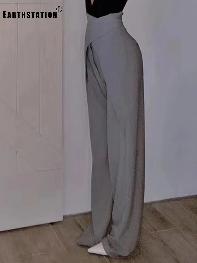 Женские широкие брюки с перекрестными лямками пикантные штаны высокой талией