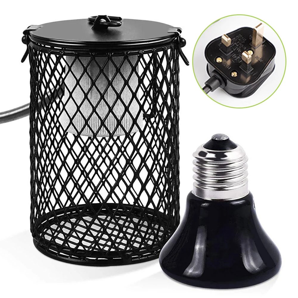 

Pet Heating lamp Infrared Ceramic Light With Safety Cage Emitter Heat Lamp Pet Supplies Chickens Reptile Lamp