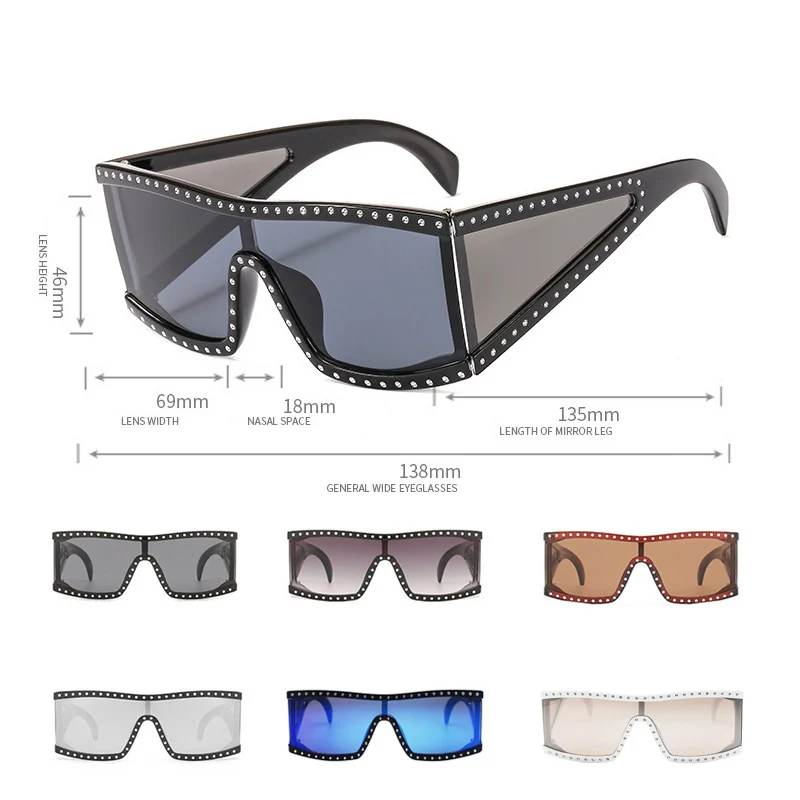 ZT Big Frame Retro Mirror Coating Goggle Sunglasses Women Cool Square Shades Brand Designer Oversize Ins Hot | Аксессуары для