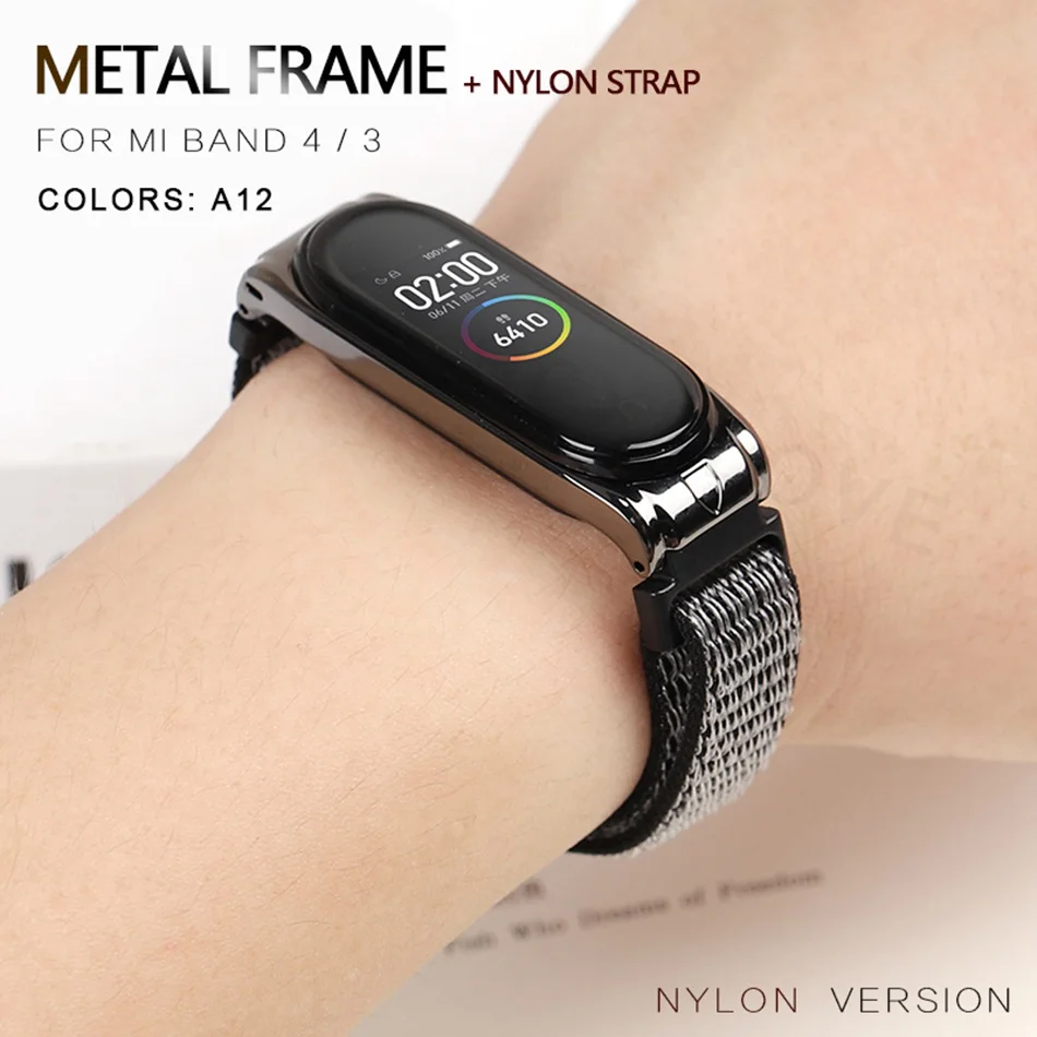 Nylon 020A12 Протектор/браслет mi band 3 4 ремешок для Xiaomi mi band 4 3 браслет/ремешок для mi Band 4 3 ремешок металлический/нейлоновый браслет ремень - Цвет: Nylon 020A12