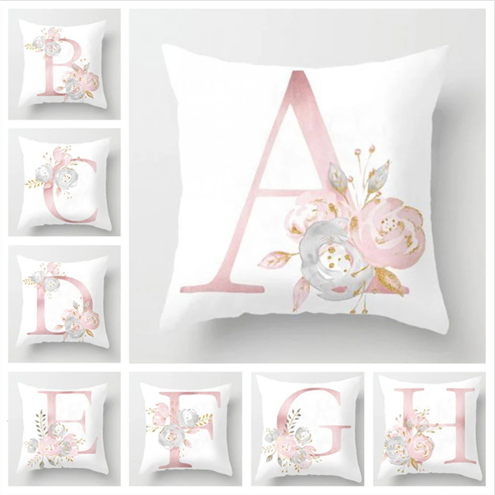 45x45 см чехол для подушки с буквенным принтом Английский алфавит персиковый Чехол