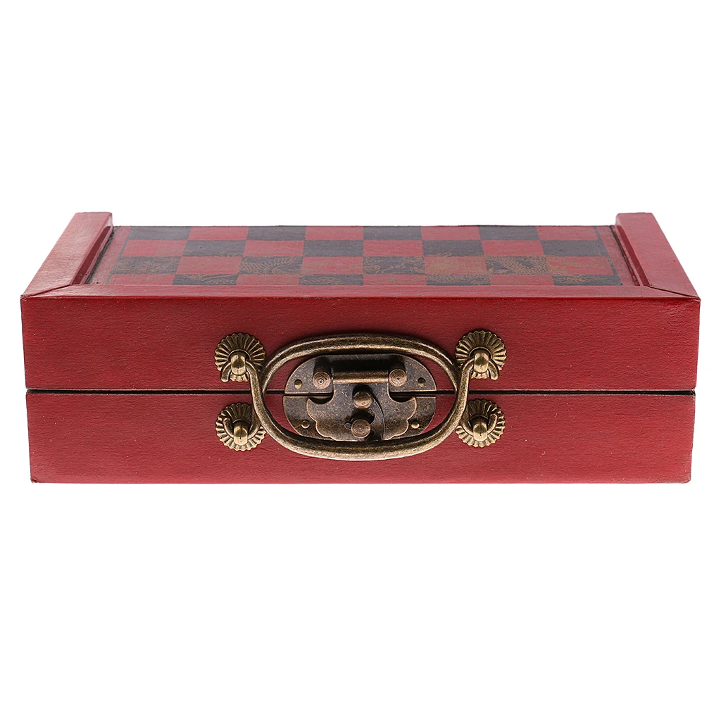 Chinese Chess Set Folding Wooden Resin Antique Red Board Game Shape | Спорт и развлечения
