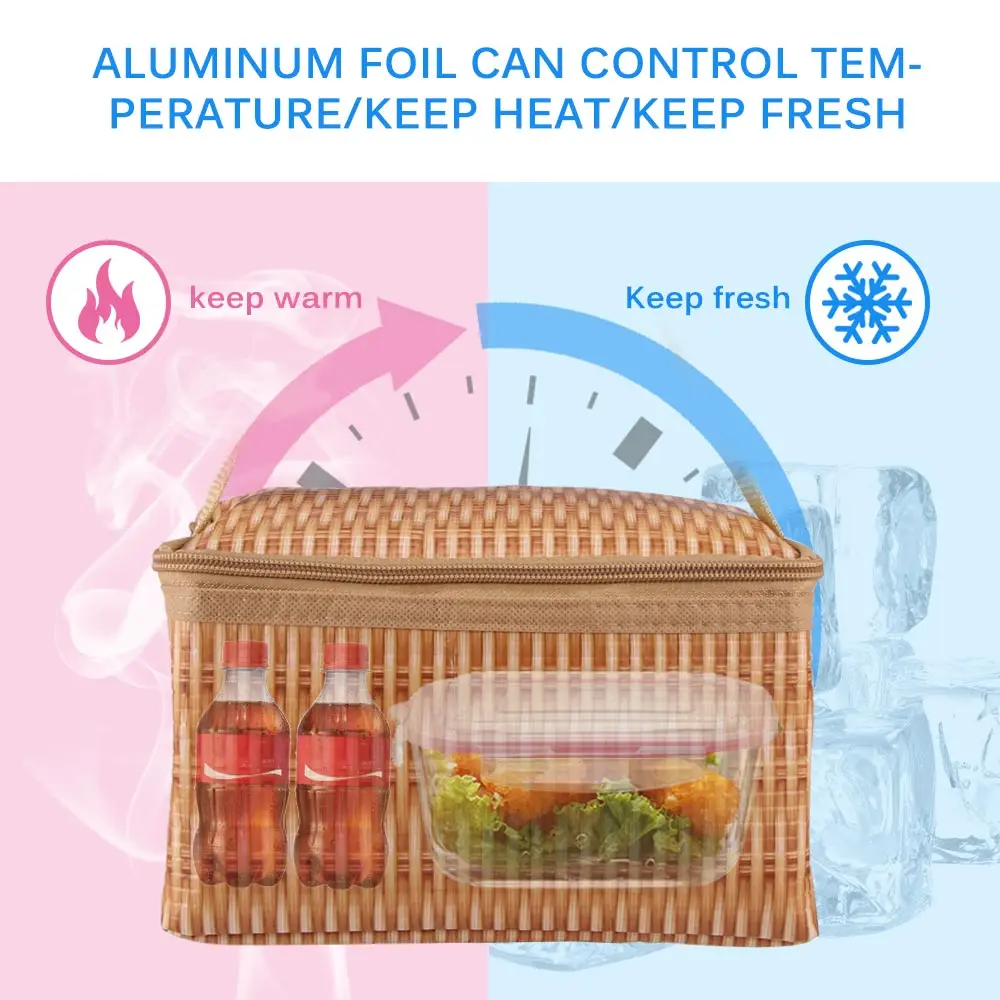 Outdoor Rattan Woven PatternLunch Box Food Bag 3-Layer Lunch Pouch for Camping Picnic Hiking Storage Accessories | Спорт и