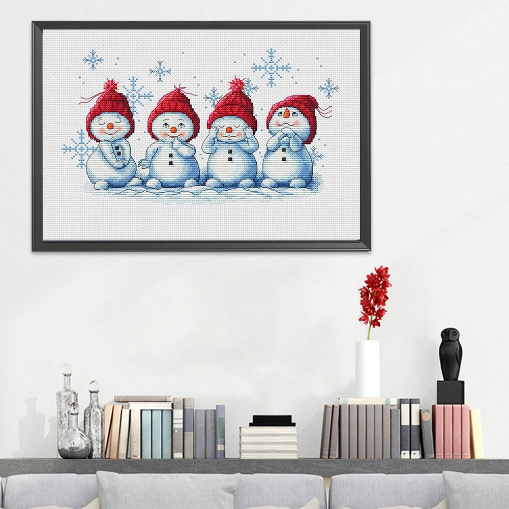 11CT штампованный DIY Снеговик наборы для вышивки крестиком искусство на холсте