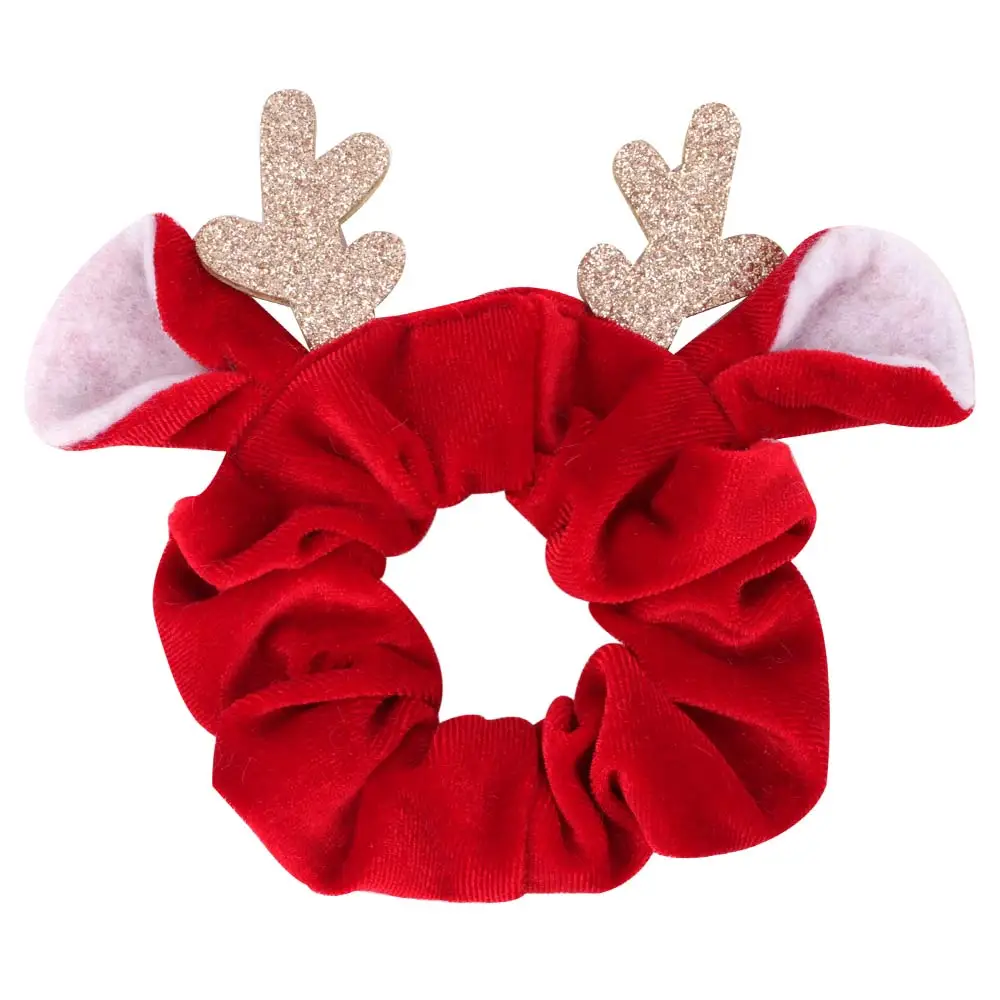 

1PC Christmas Scrunchies Solid Color Velvet Hair Ties Elastic Hair Bands Elk Flannel Rubber Band Girls Ponytail Hair Accessories