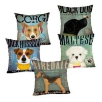 cartoon cushion cover cute dog printed linen pillows cover car sofa decorative pillowcase home decor case 45x45cm