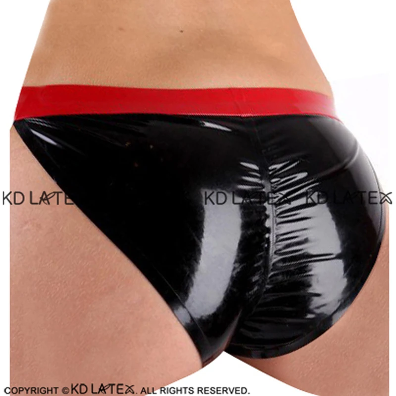 Black And Red Trims Sexy Latex G String Rubber Panties Thong Underpants Underwear Plus Size DK-0151