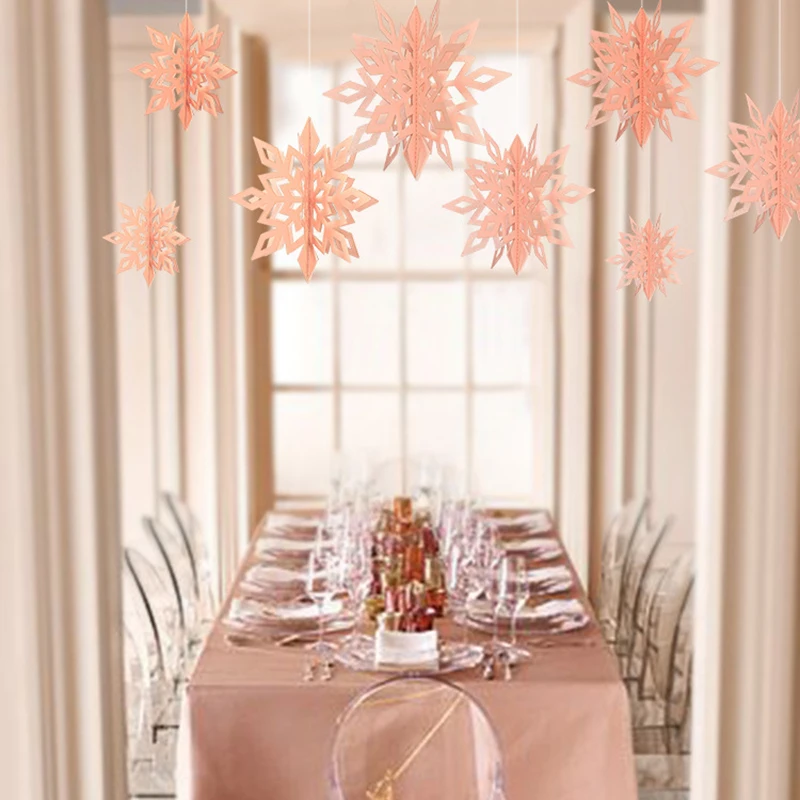 

6 Pcs Christmas Decorations 3D Hollow Snowflake Hanging Ornaments New Year's for Home Party Decoration JPDZS925